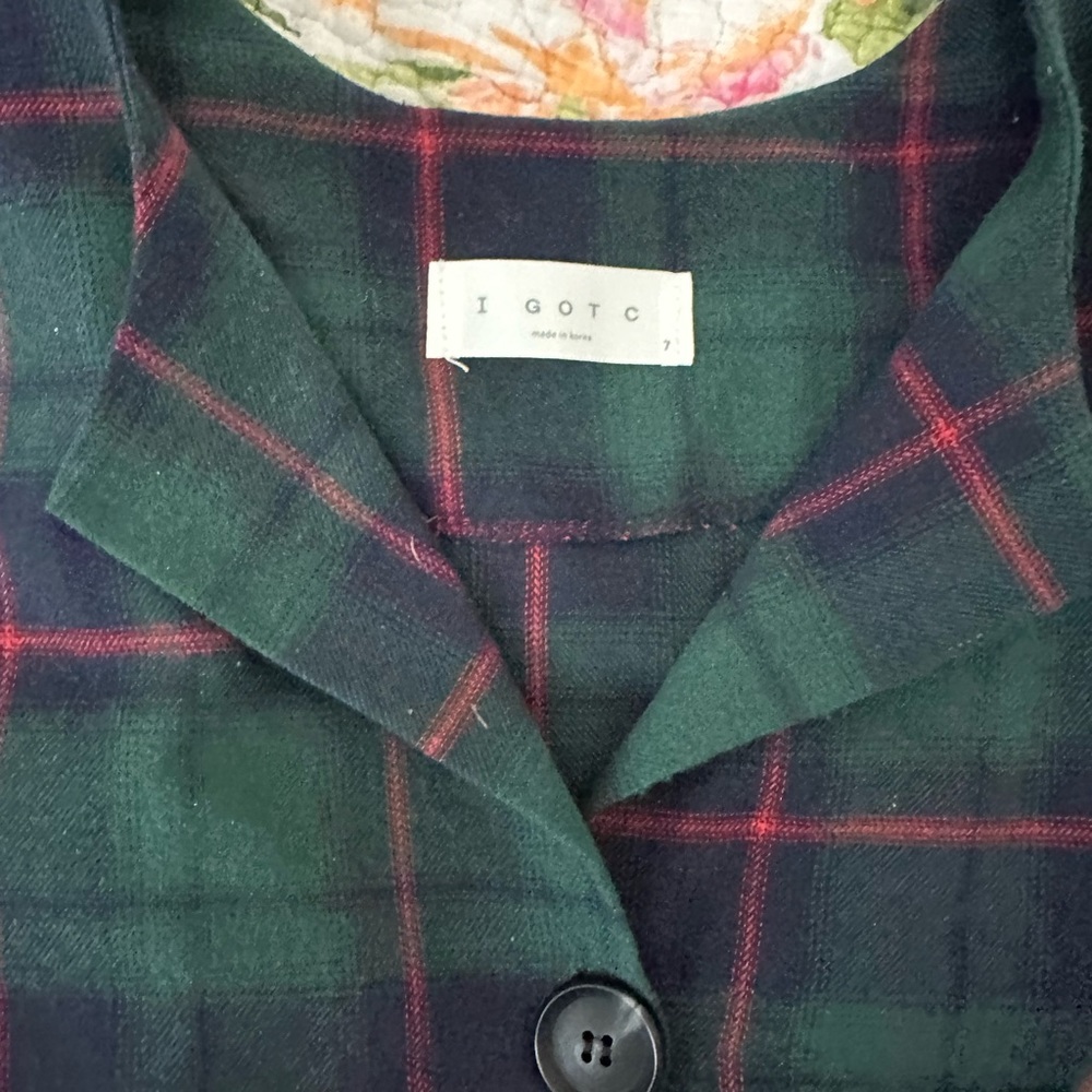 Green plaid button up